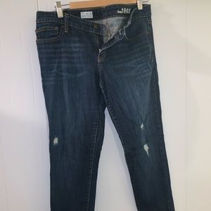 Dark wash, light distressed jean
